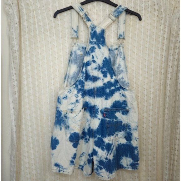 Levi's Tie Dye Denim Overall Shorts Size Large - Picture 3 of 8